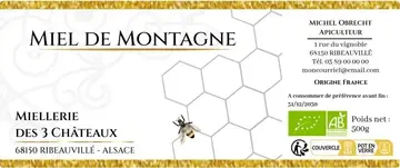 Exemple d'étiquettes d'alternatives saines aux miels industriels